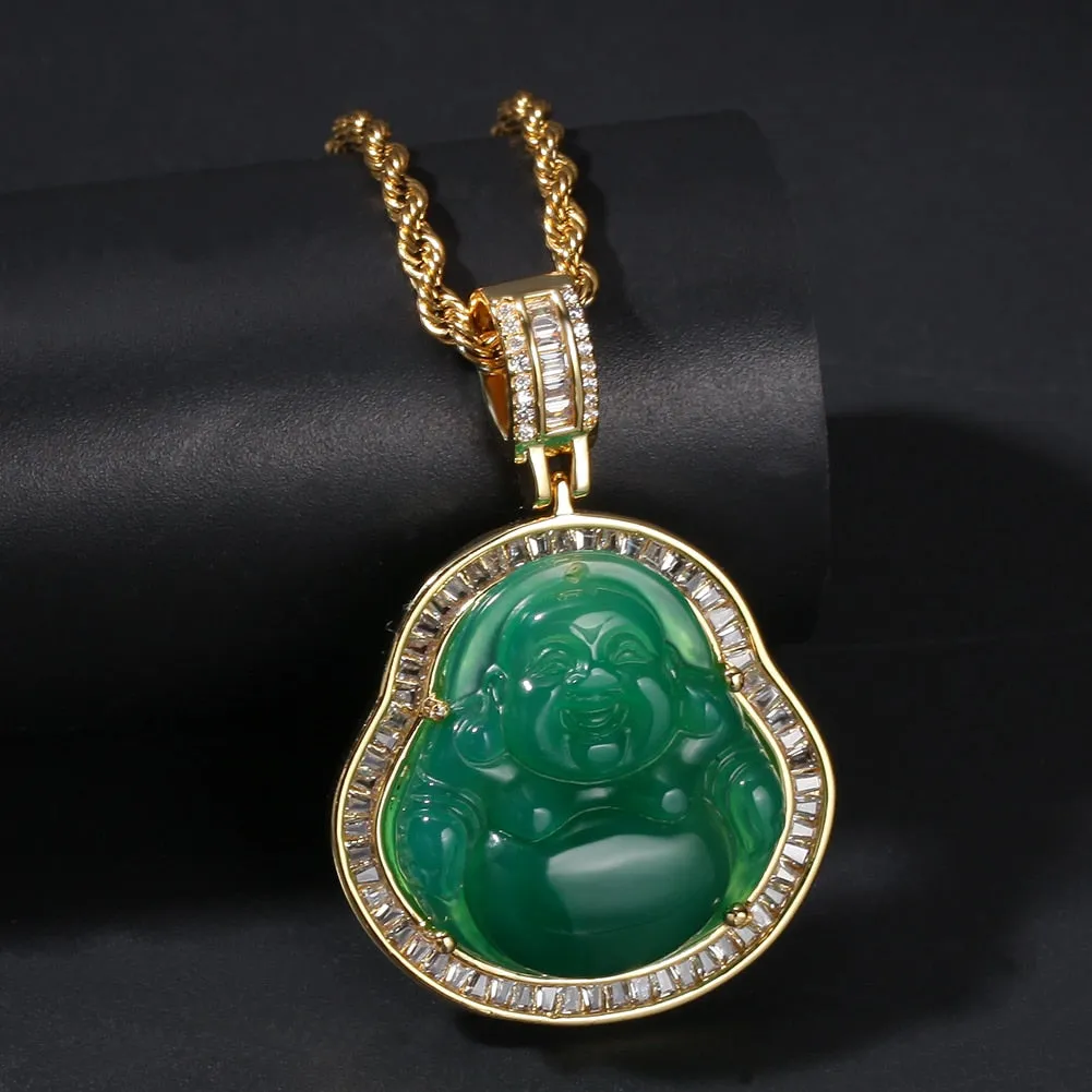Buddha Pendant Necklaces For Women Gold Silver Color Colored Gem \