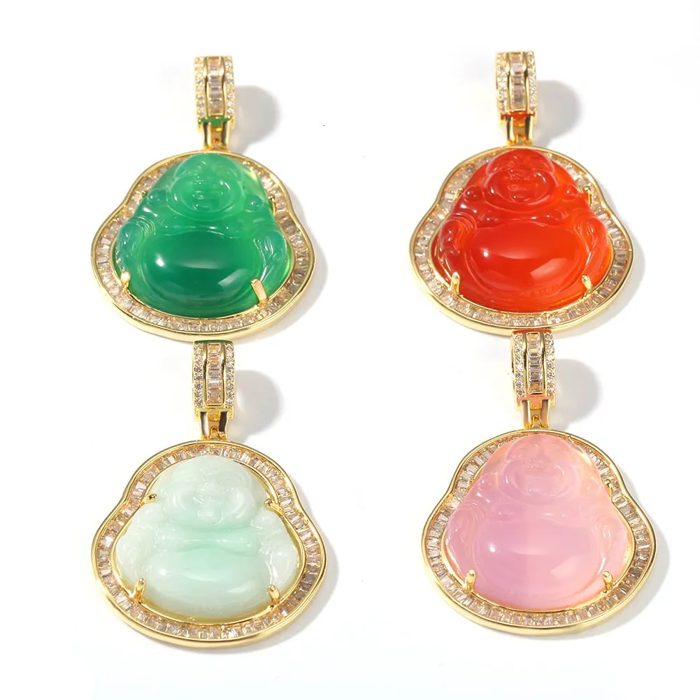 Buddha Pendant Necklaces For Women Gold Silver Color Colored Gem \