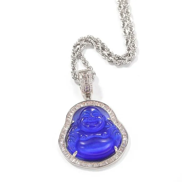 Buddha Pendant Necklaces For Women Gold Silver Color Colored Gem \