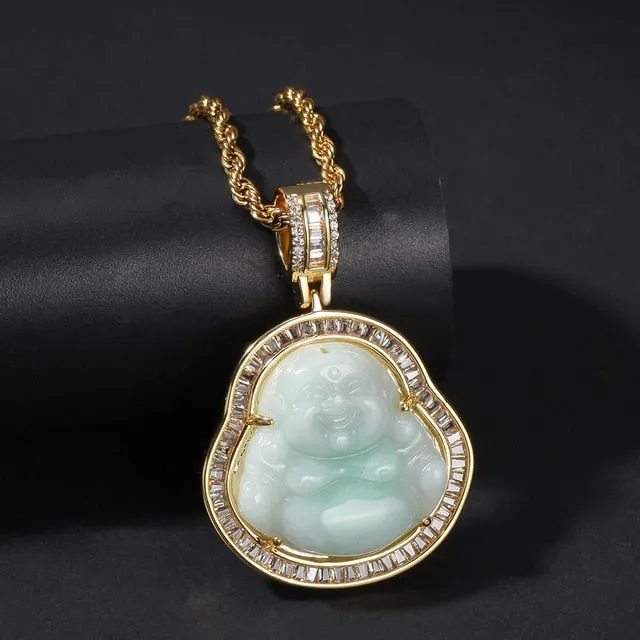 Buddha Pendant Necklaces For Women Gold Silver Color Colored Gem \