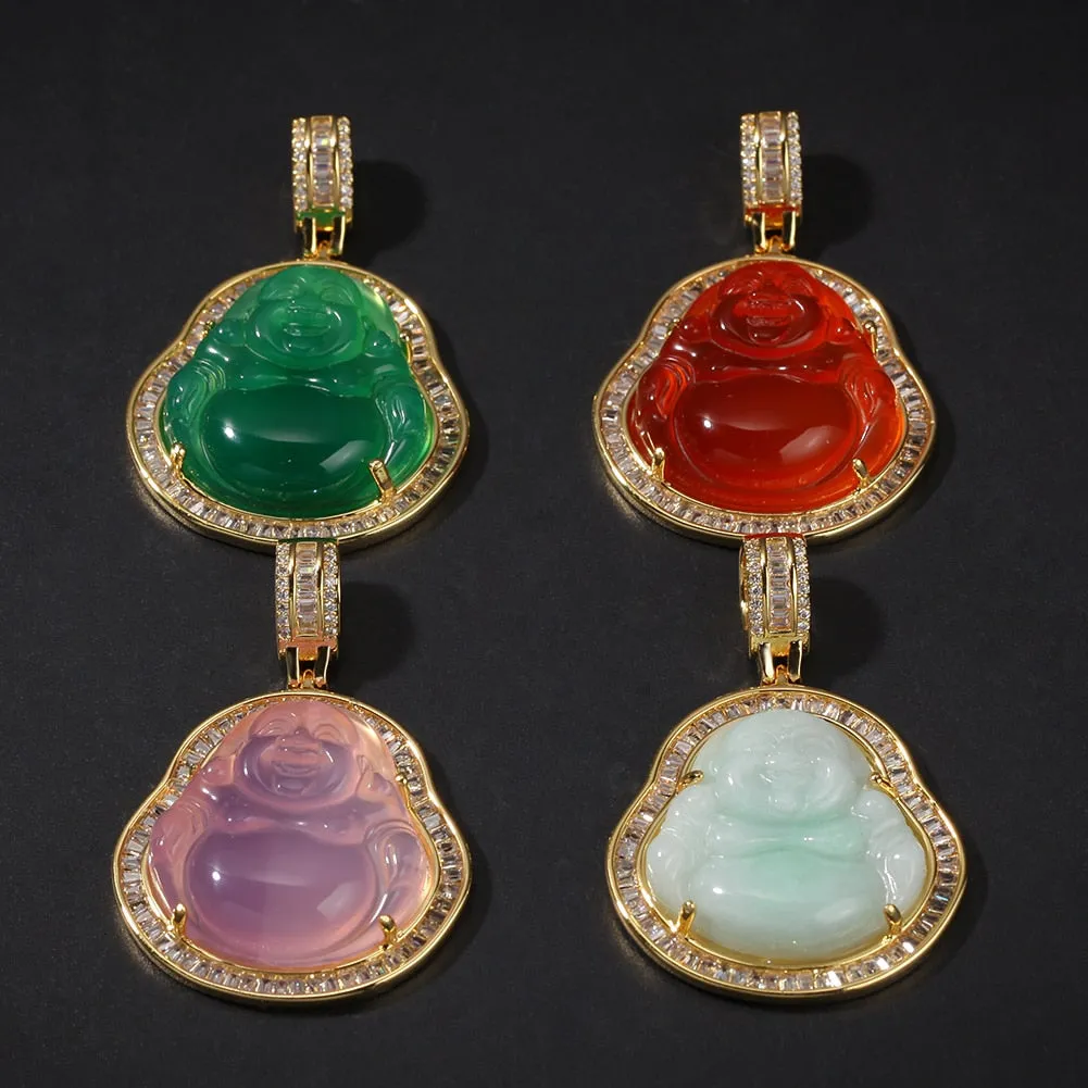Buddha Pendant Necklaces For Women Gold Silver Color Colored Gem \