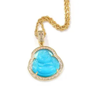 Buddha Pendant Necklaces For Women Gold Silver Color Colored Gem \