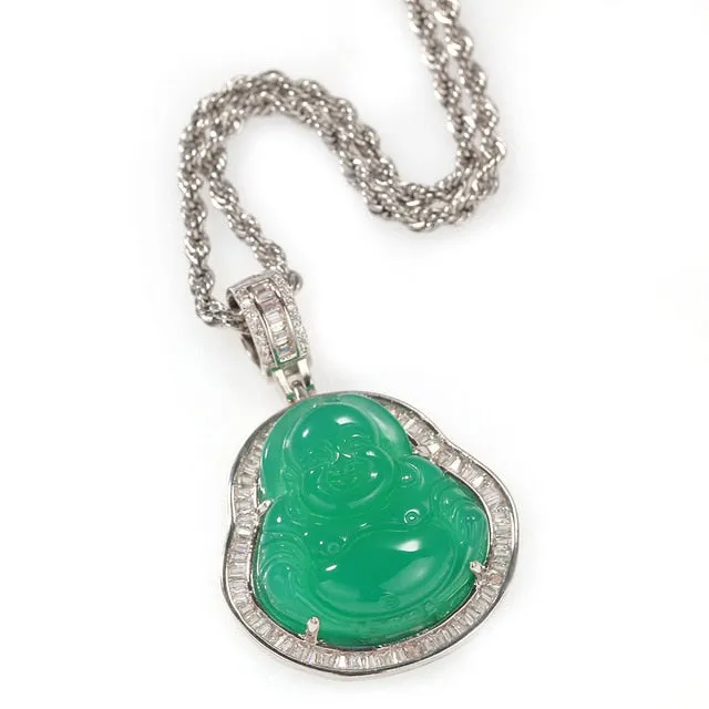Buddha Pendant Necklaces For Women Gold Silver Color Colored Gem \