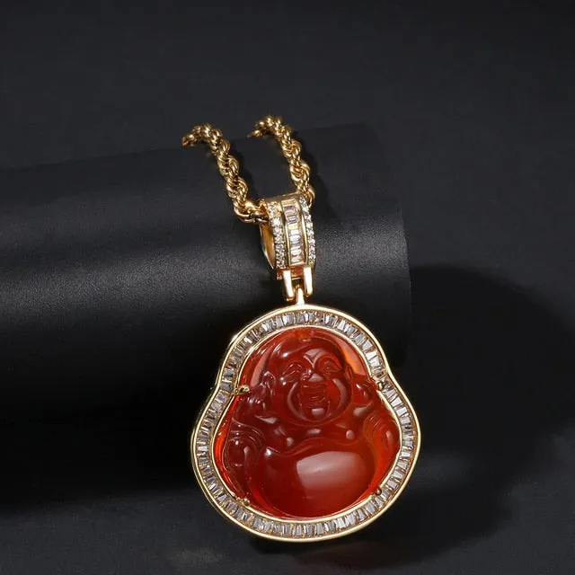 Buddha Pendant Necklaces For Women Gold Silver Color Colored Gem \