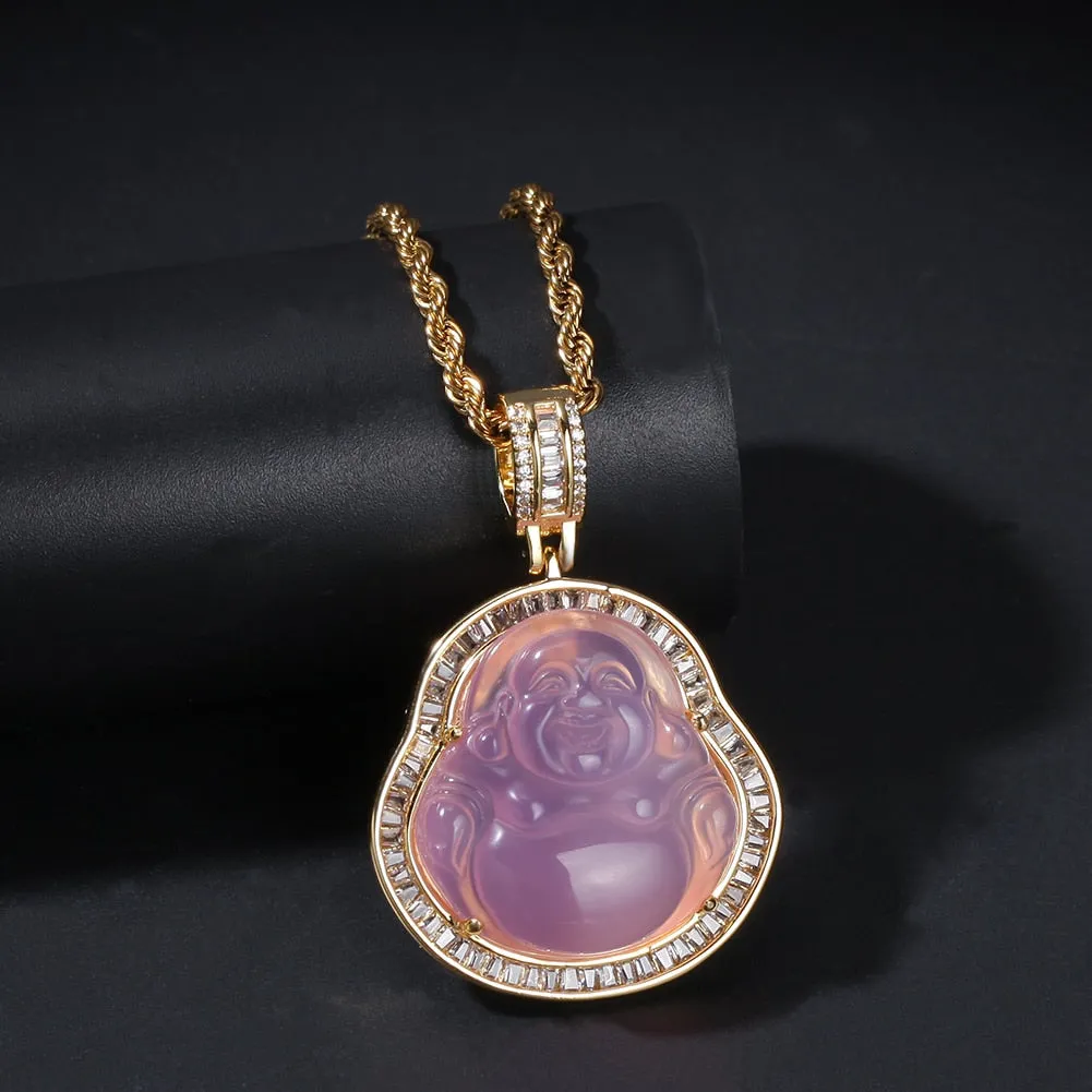 Buddha Pendant Necklaces For Women Gold Silver Color Colored Gem \