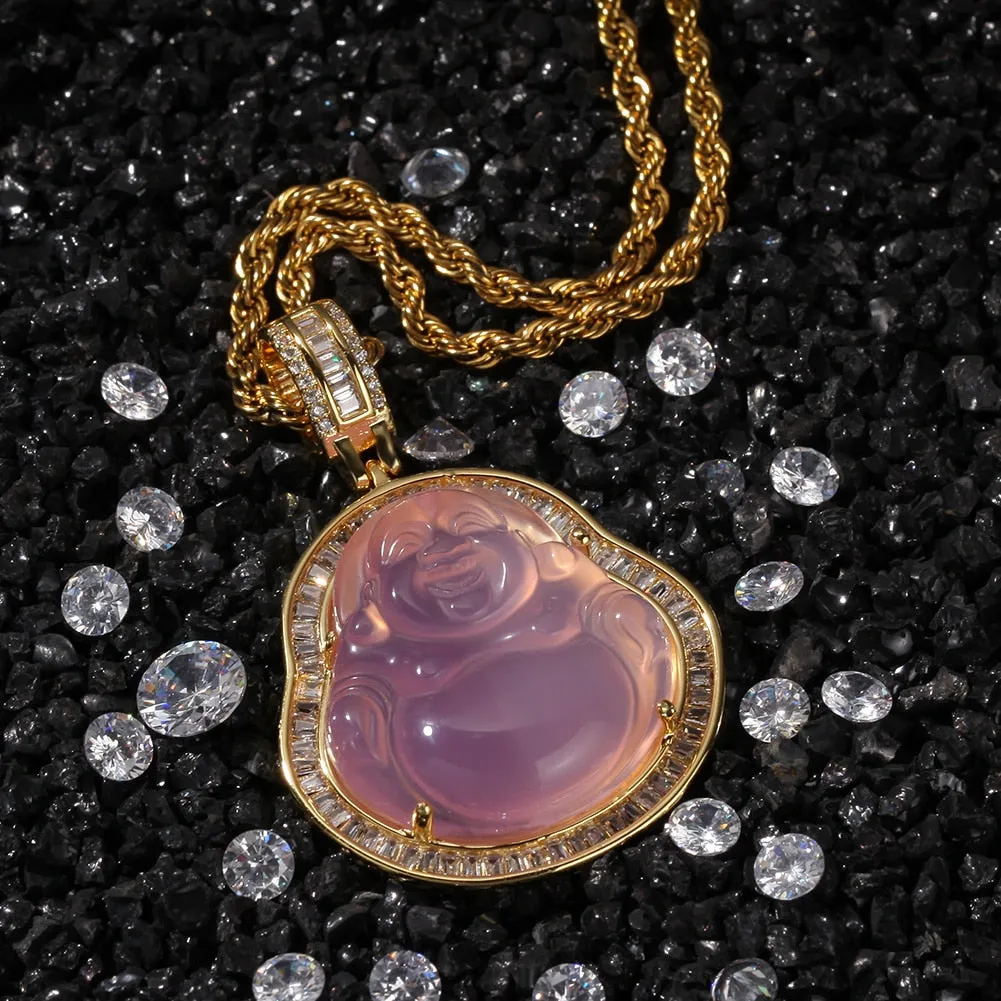 Buddha Pendant Necklaces For Women Gold Silver Color Colored Gem \