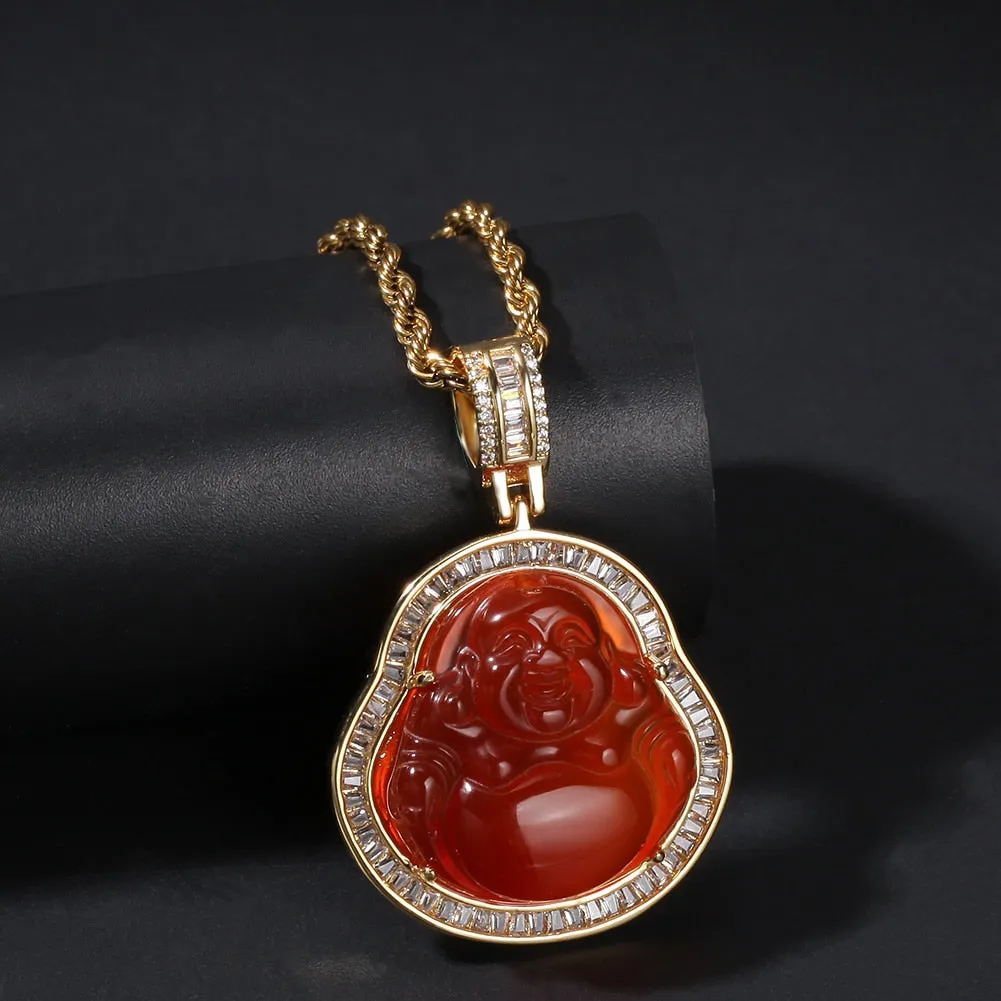 Buddha Pendant Necklaces For Women Gold Silver Color Colored Gem \