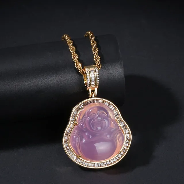 Buddha Pendant Necklaces For Women Gold Silver Color Colored Gem \