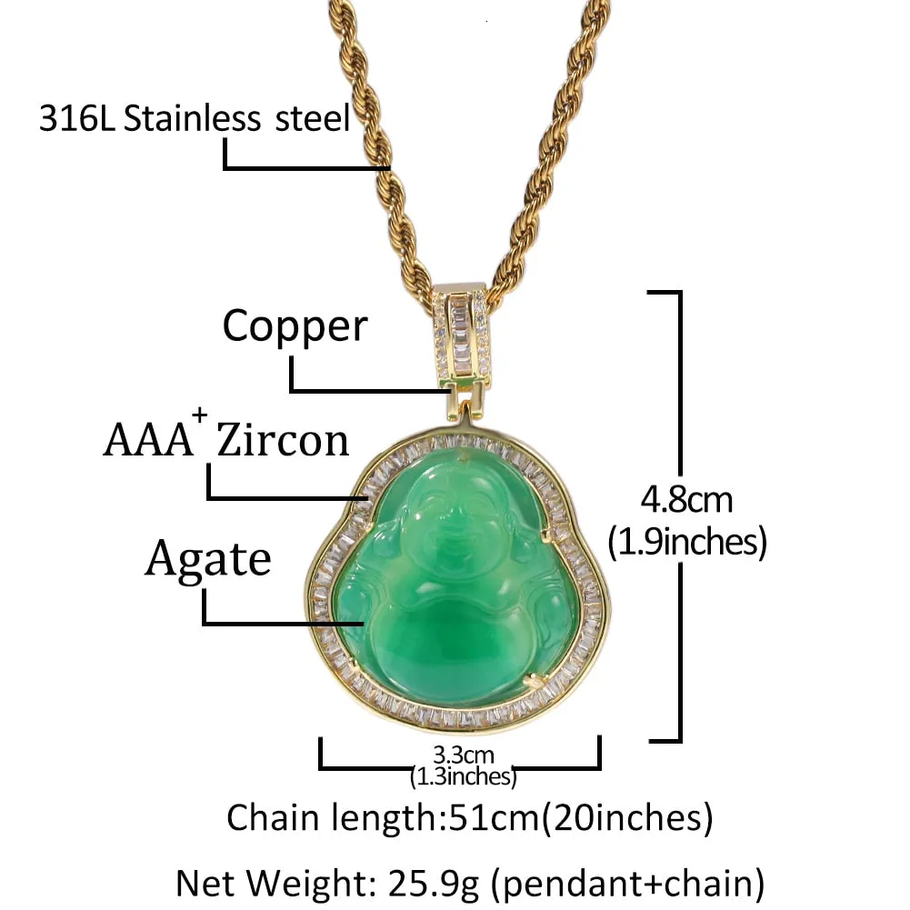Buddha Pendant Necklaces For Women Gold Silver Color Colored Gem \