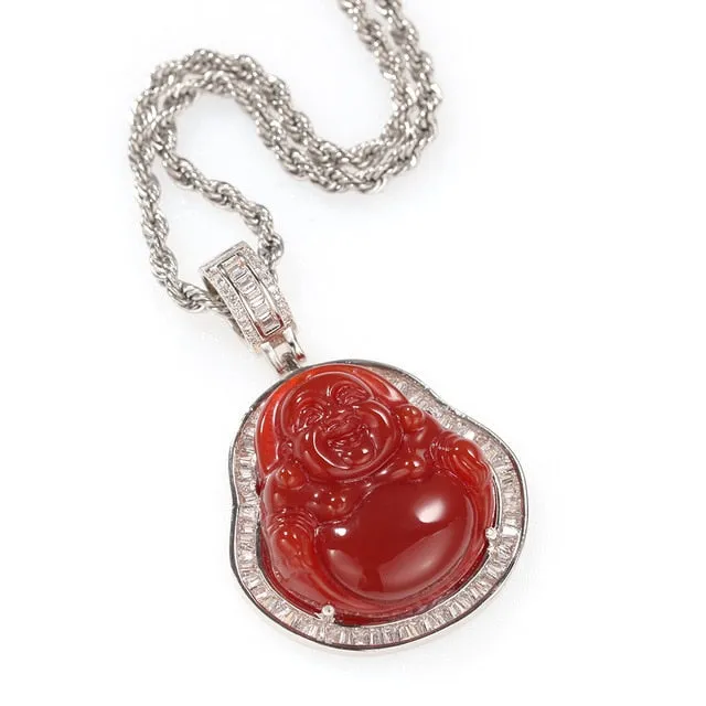 Buddha Pendant Necklaces For Women Gold Silver Color Colored Gem \