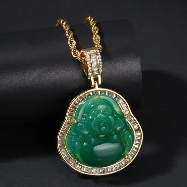 Buddha Pendant Necklaces For Women Gold Silver Color Colored Gem \