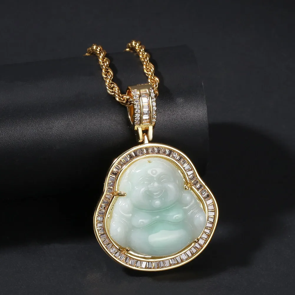 Buddha Pendant Necklaces For Women Gold Silver Color Colored Gem \