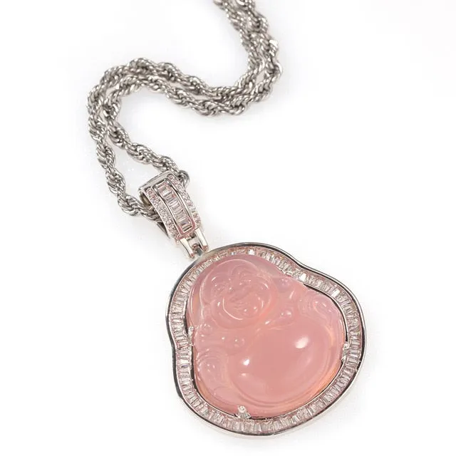 Buddha Pendant Necklaces For Women Gold Silver Color Colored Gem \