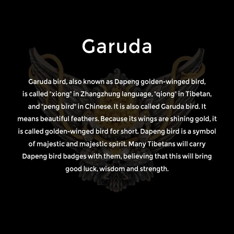 Buddha Stones 925 Sterling Silver Tibetan Garuda Bird Dragon Snake Wisdom Necklace Pendant