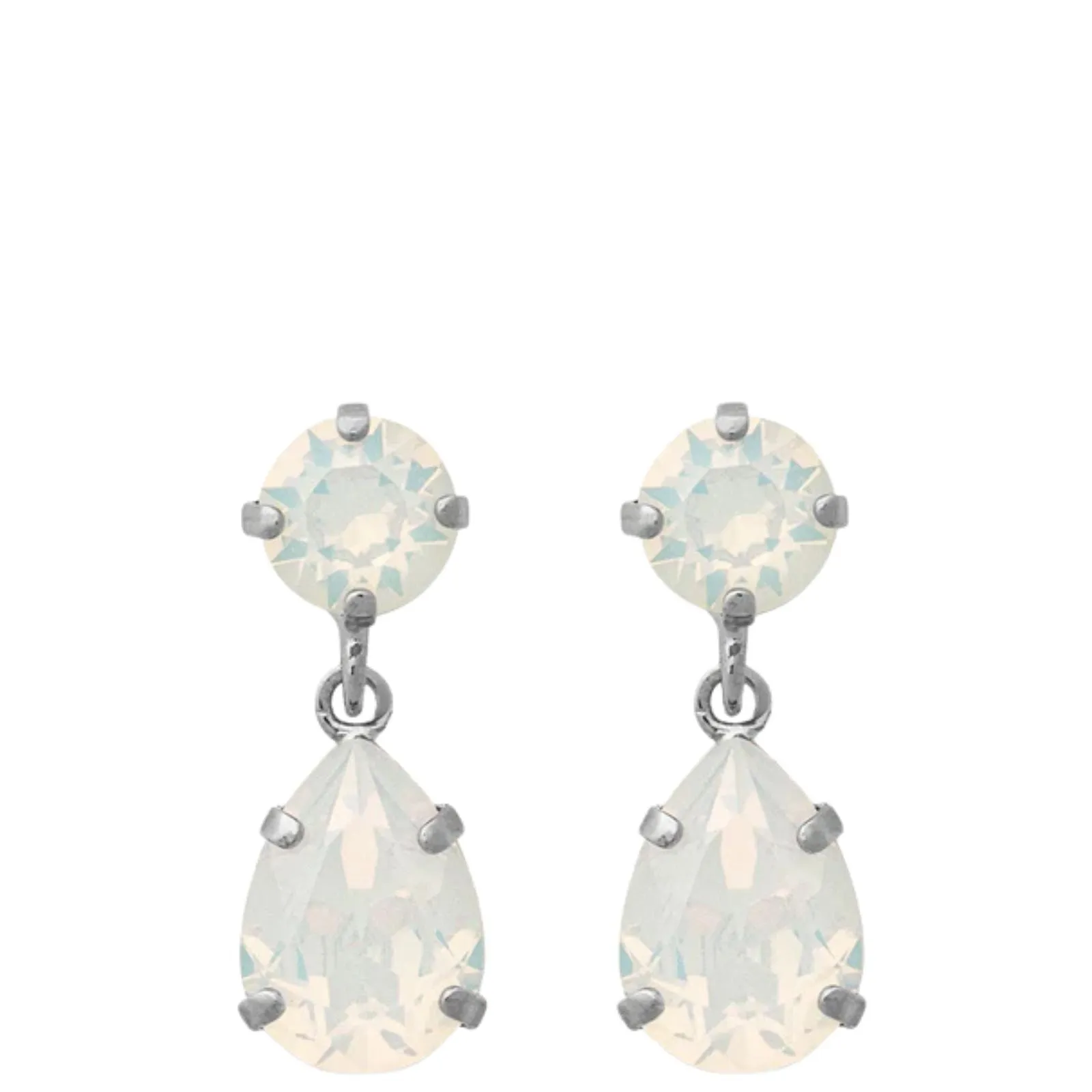 Caroline Svedbom Silver Mini Drop Earrings - White Opal