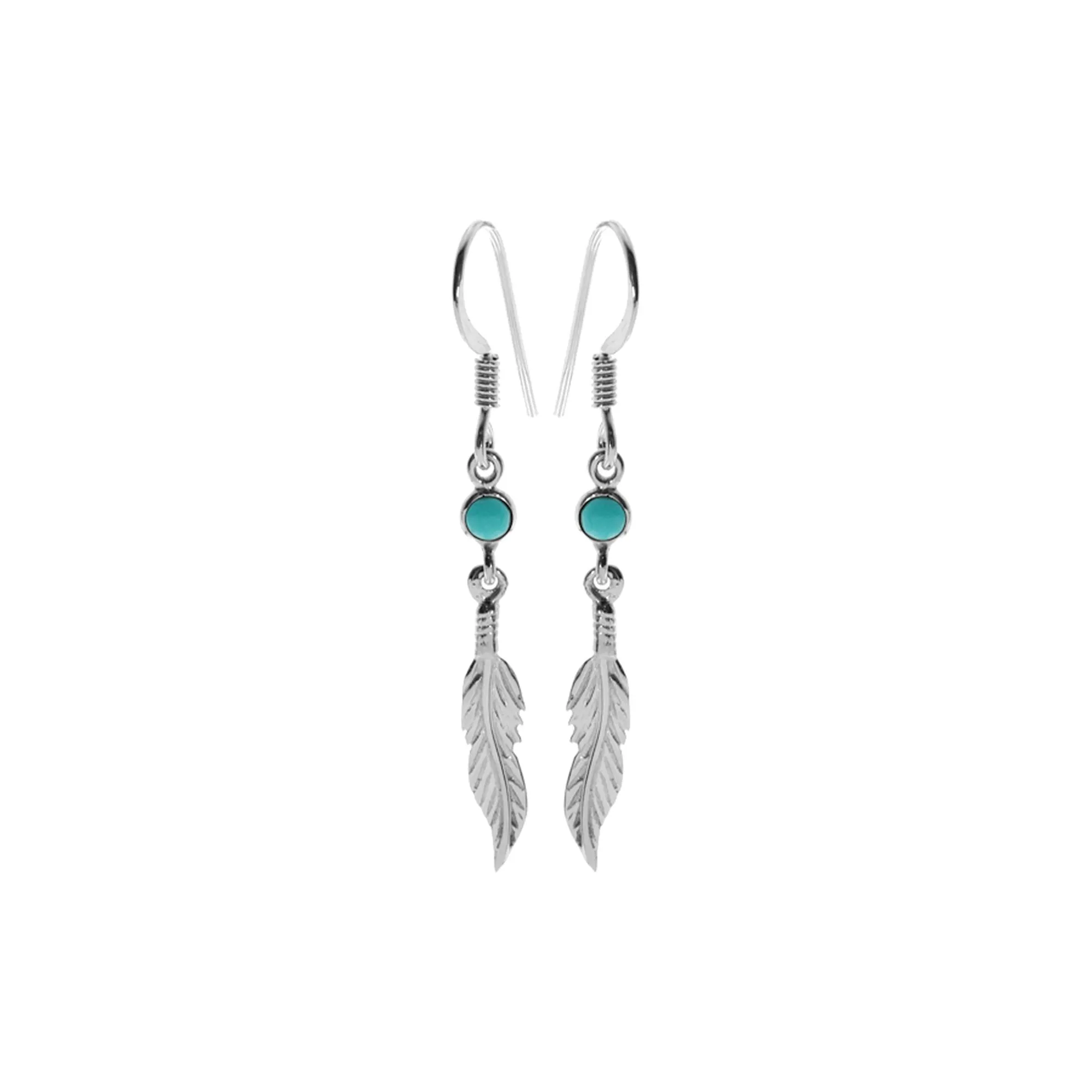 Catalina turquoise feather earrings