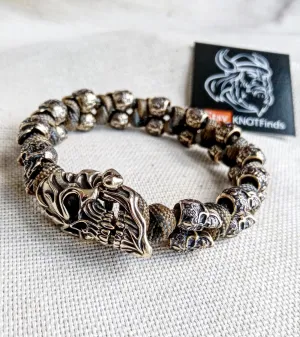 Celtic brass beads, SKULL, ua tactical paracord 550. Set for weaving a bracelet from paracord.  DIY gift.  Do it yourself.