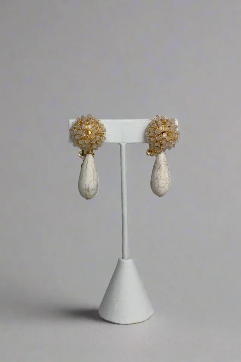 Clear Beaded Drop Earrings