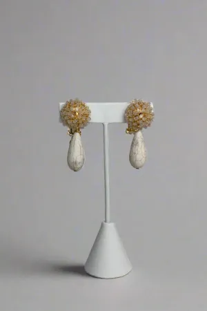 Clear Beaded Drop Earrings