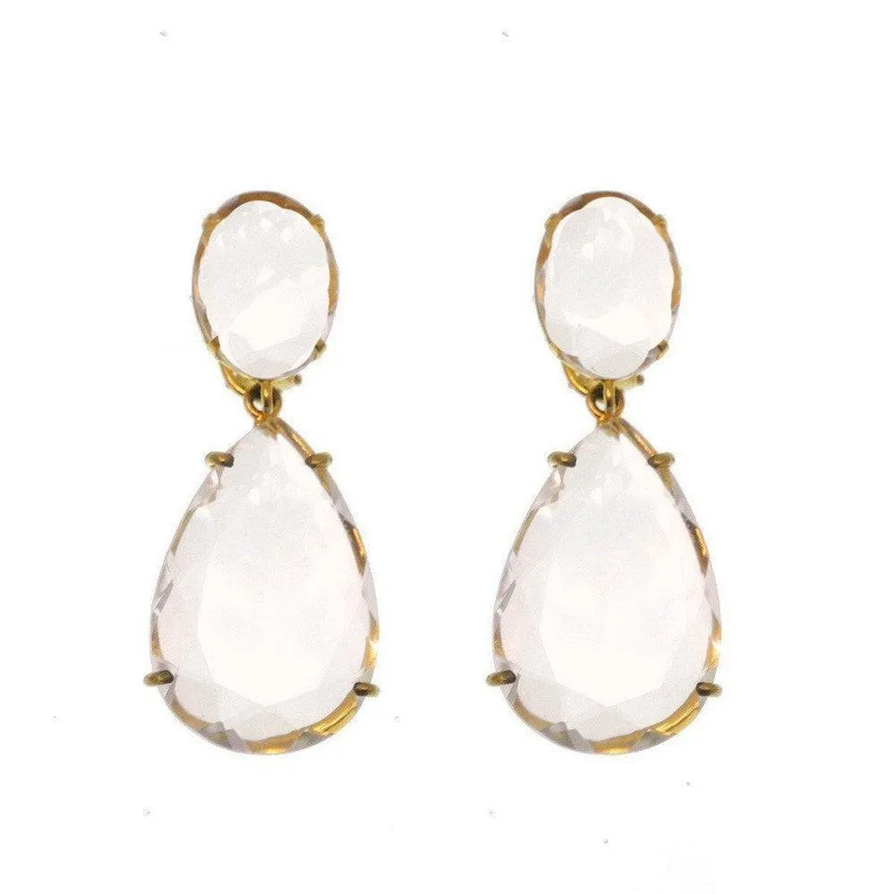 Clear Quartz Teardrop Earrings
