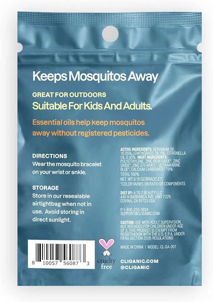 Cliganic 25 Pack Mosquito Repellent Bracelets, DEET-Free Bands, Individually Wrapped (Packaging May Vary)