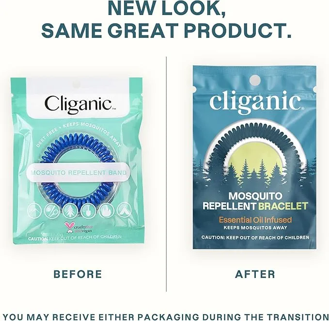 Cliganic 25 Pack Mosquito Repellent Bracelets, DEET-Free Bands, Individually Wrapped (Packaging May Vary)