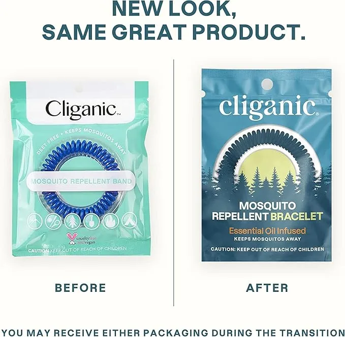 Cliganic 50 Pack Mosquito Repellent Bracelets, DEET-Free Bands, Individually Wrapped (Packaging May Vary)