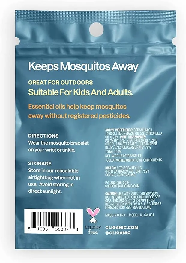 Cliganic 50 Pack Mosquito Repellent Bracelets, DEET-Free Bands, Individually Wrapped (Packaging May Vary)
