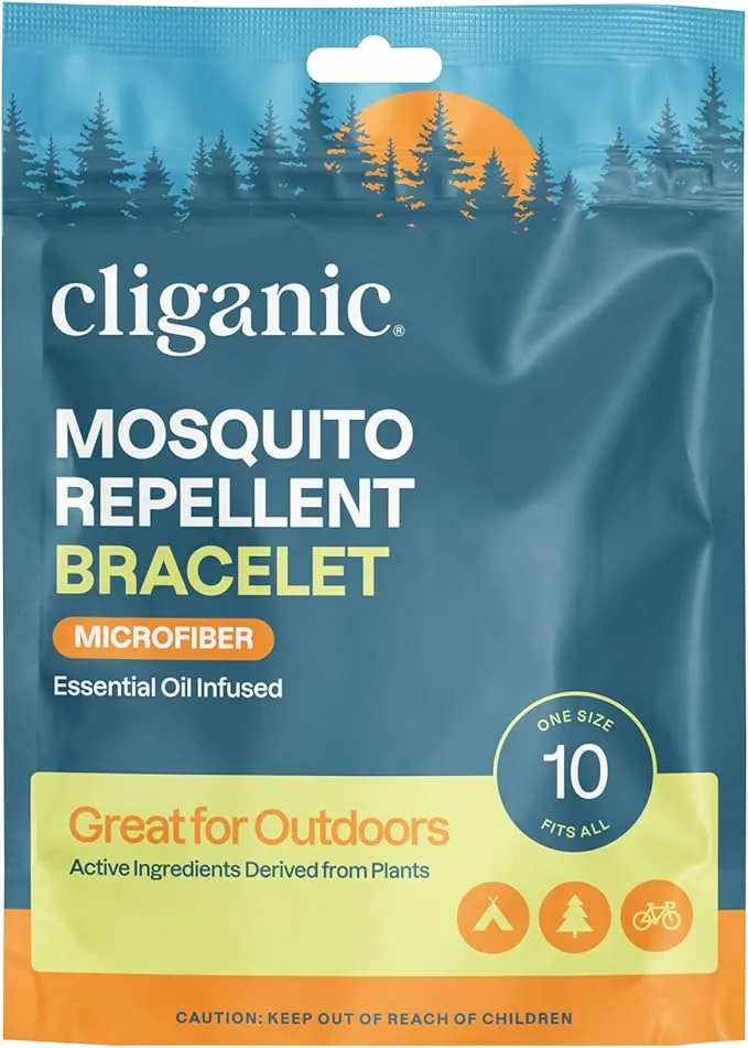 Cliganic Mosquito Repellent Microfiber Bracelets (20 Pack) - for Adults and Kids, DEET Free Wristbands