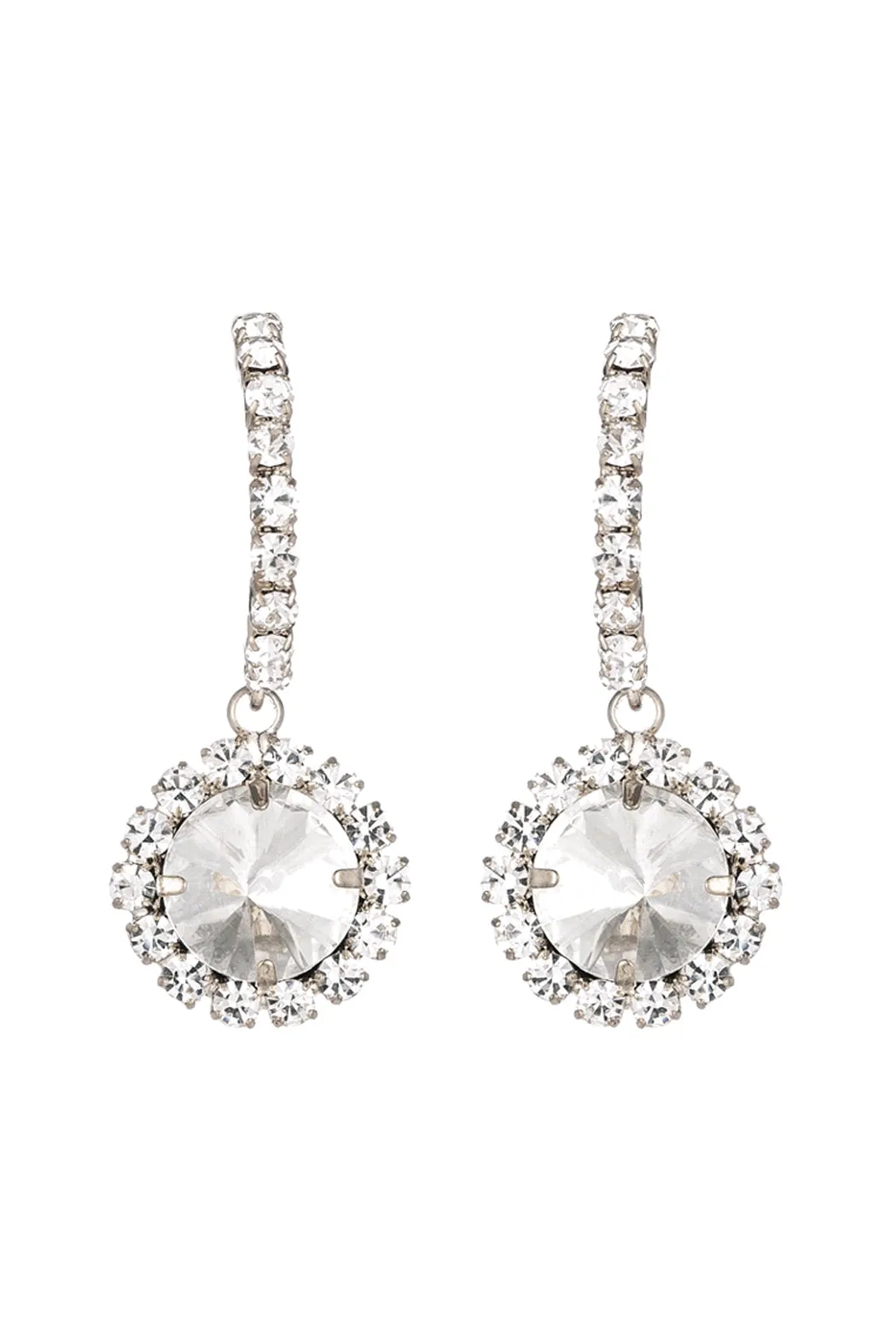 CUBIC ZIRCONIA ROUND DROP POST EARRINGS