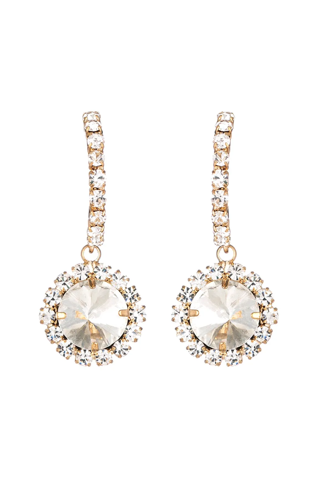CUBIC ZIRCONIA ROUND DROP POST EARRINGS