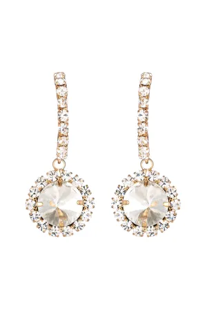 CUBIC ZIRCONIA ROUND DROP POST EARRINGS