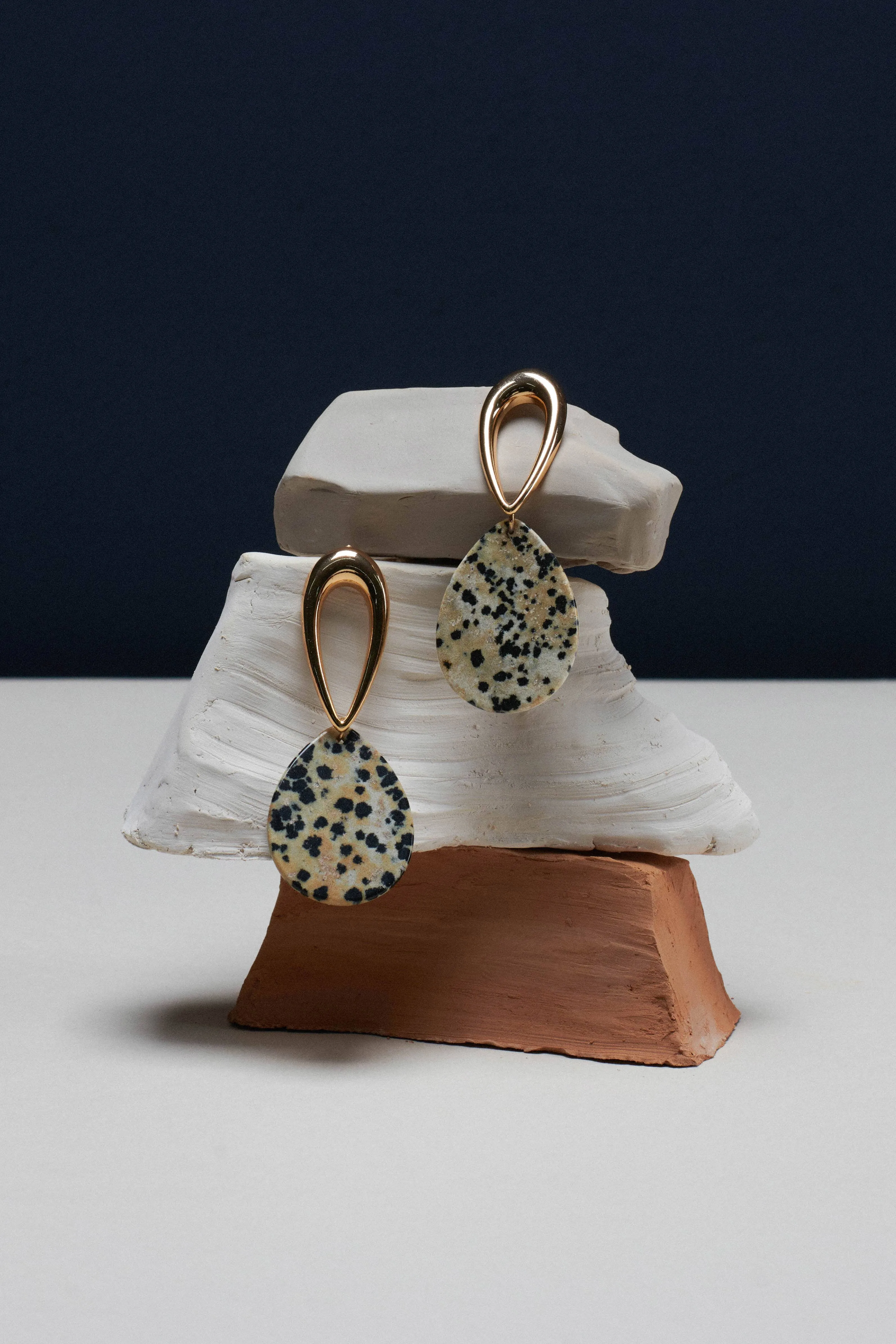 Dalmatian Stone Drop Earrings