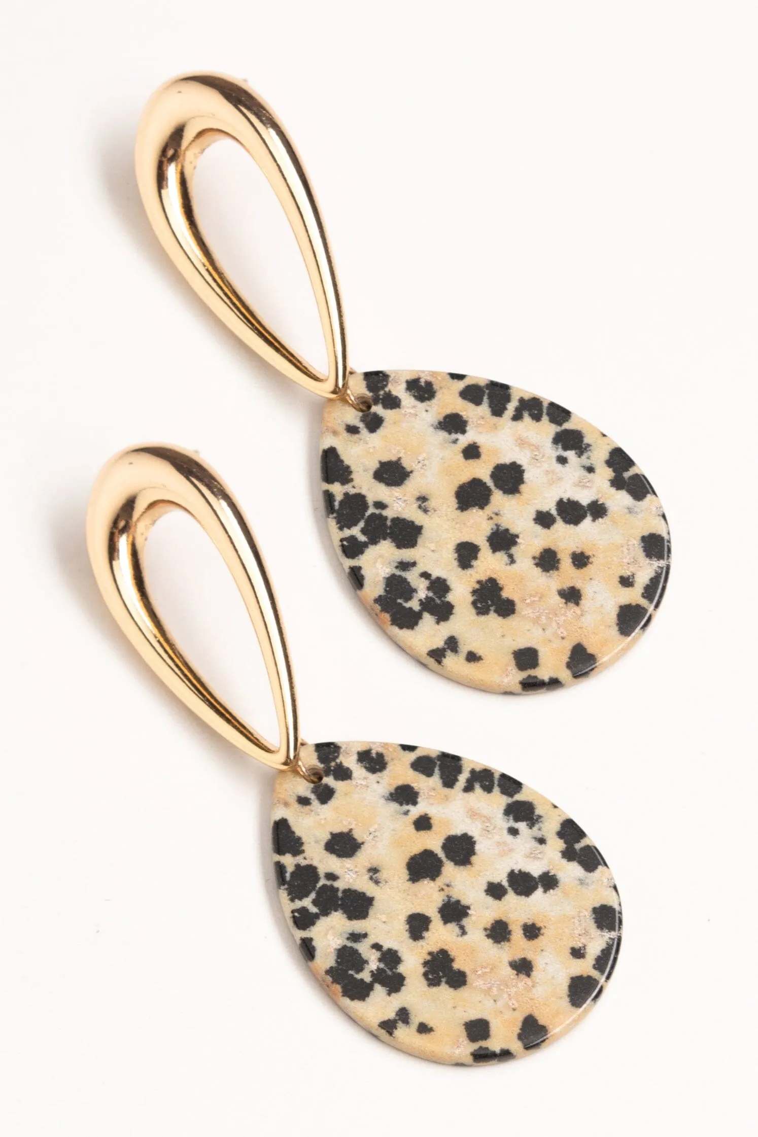 Dalmatian Stone Drop Earrings