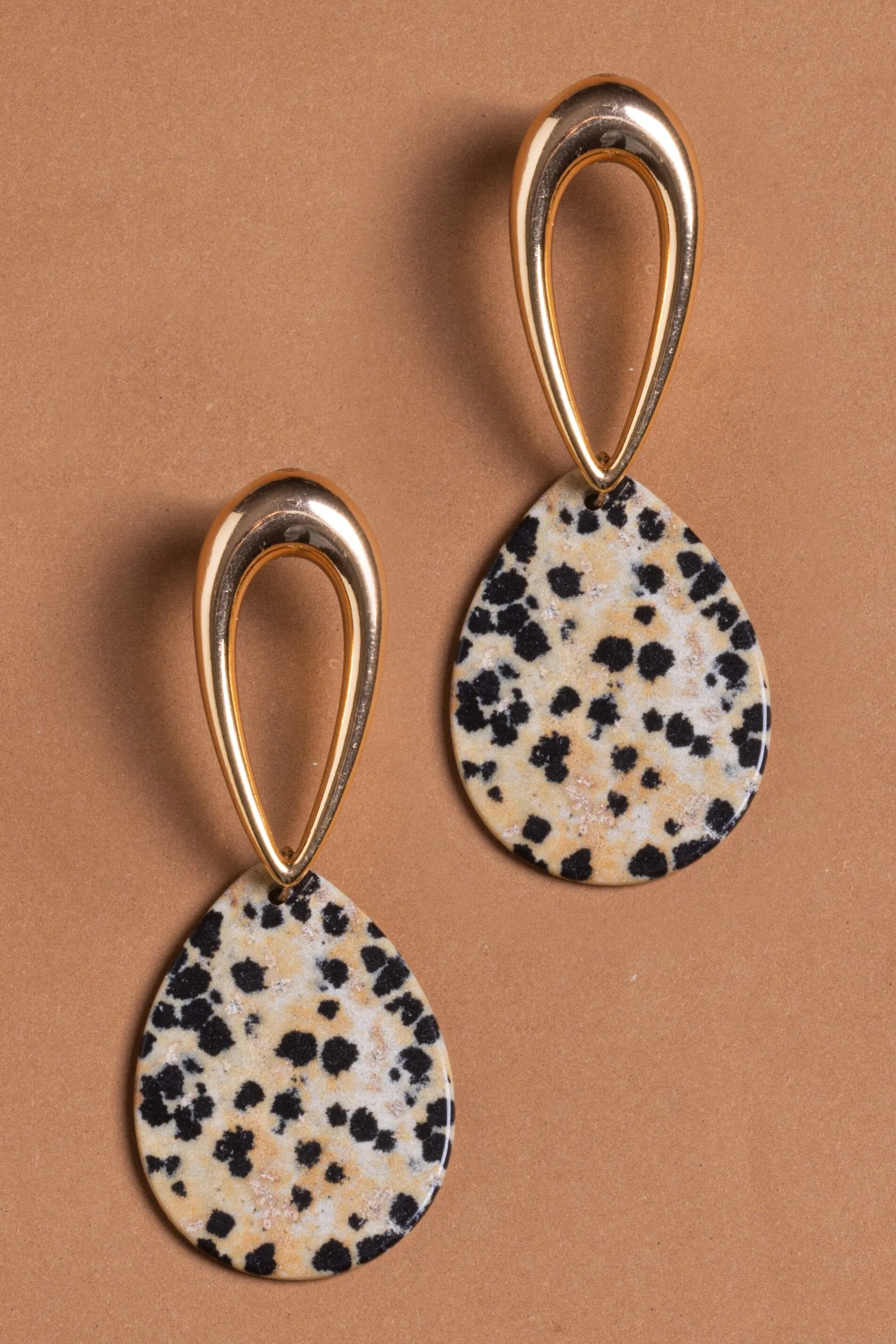 Dalmatian Stone Drop Earrings