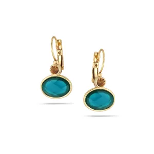 DEEP AQUA GREEN STONE SMOKEY CRYSTAL  EARRINGS #197GN3401 (4B5)