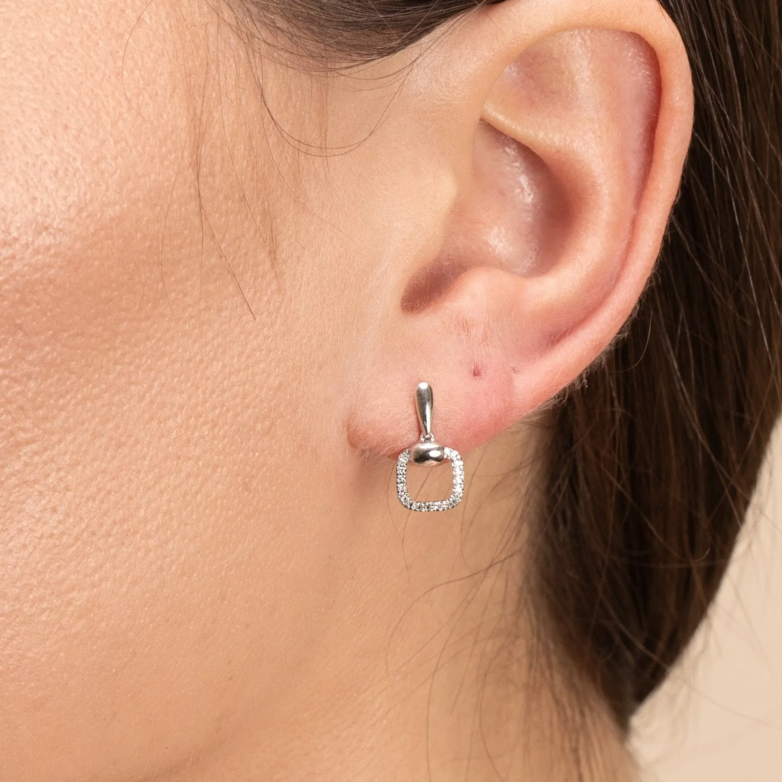 Delicate Diamond Outline Drop Studs