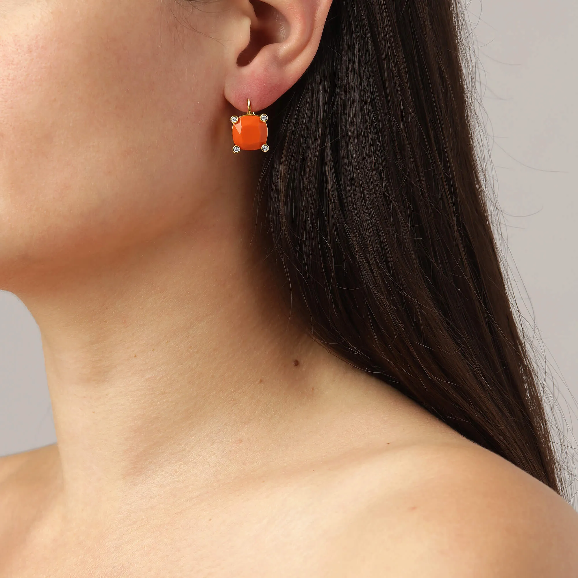 Dyrberg Kern Tana French Hook Gold Drop Earrings - Coral