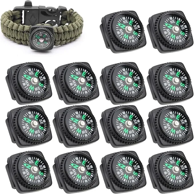 Ejoyous Mini, 25Pcs Black Survival for Camping Hiking Boating Touring Outdoor Activities Accessory, Portable Pocket for Bracelet Umbrella Rope Watch Band Key Chain