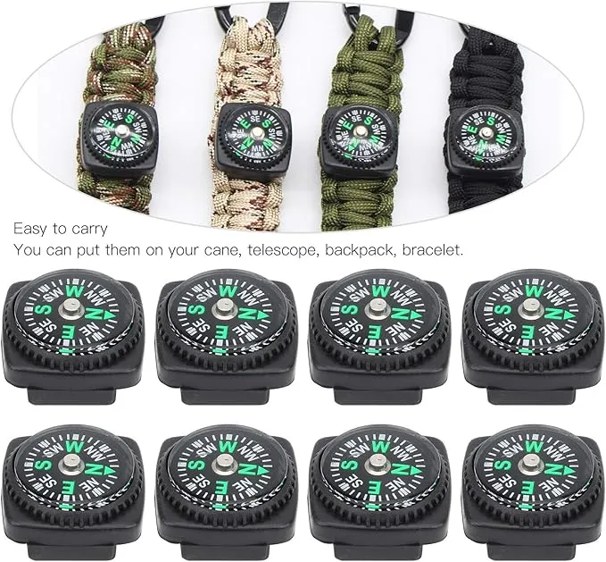 Ejoyous Mini, 25Pcs Black Survival for Camping Hiking Boating Touring Outdoor Activities Accessory, Portable Pocket for Bracelet Umbrella Rope Watch Band Key Chain