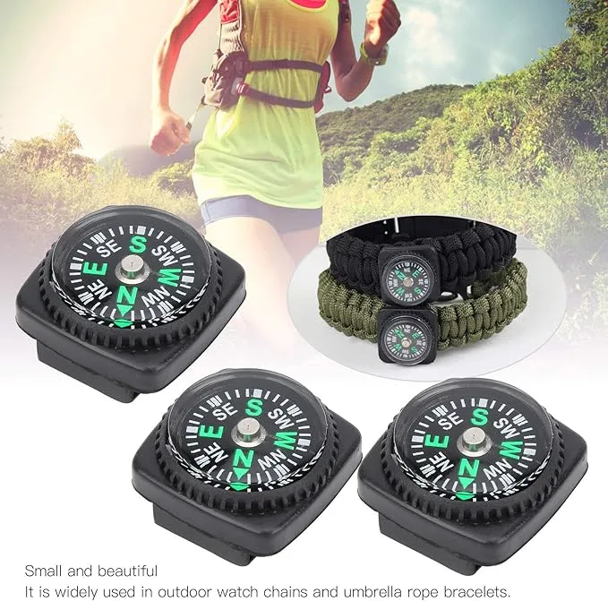 Ejoyous Mini, 25Pcs Black Survival for Camping Hiking Boating Touring Outdoor Activities Accessory, Portable Pocket for Bracelet Umbrella Rope Watch Band Key Chain
