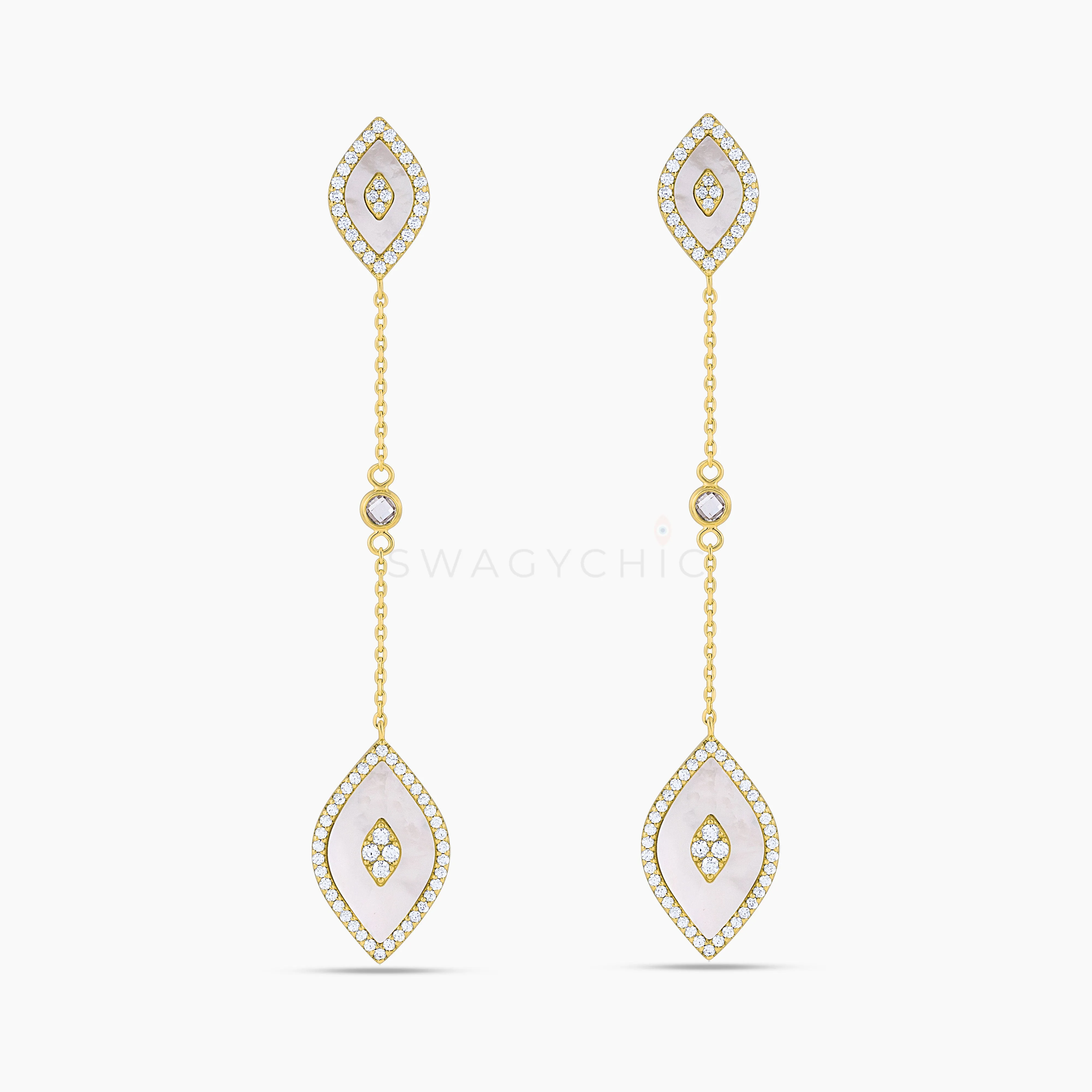Elevated Eye Mother of Pearl Drop Earrings