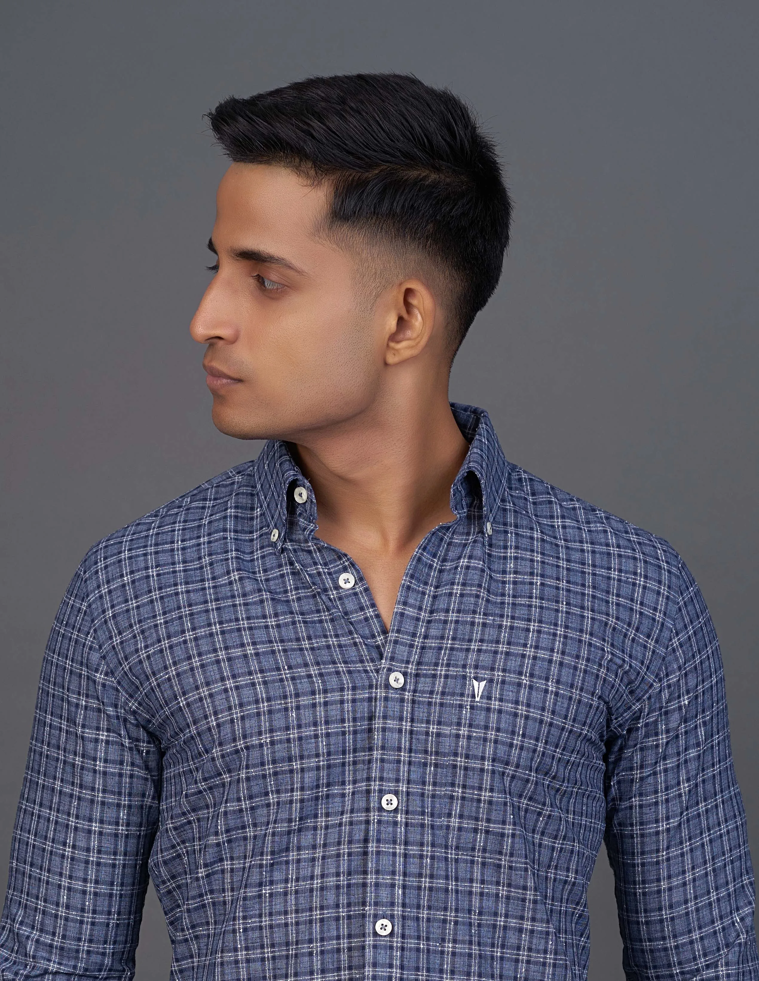 Emerald Active Checks Slim Fit-Blue Insignia