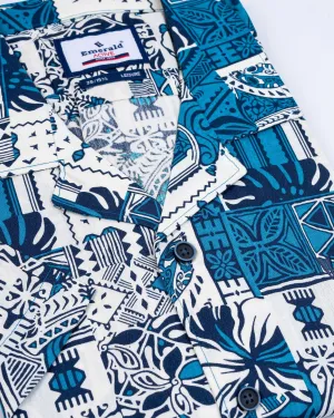 Emerald Active Printed Leisure Fit-Methly Blue