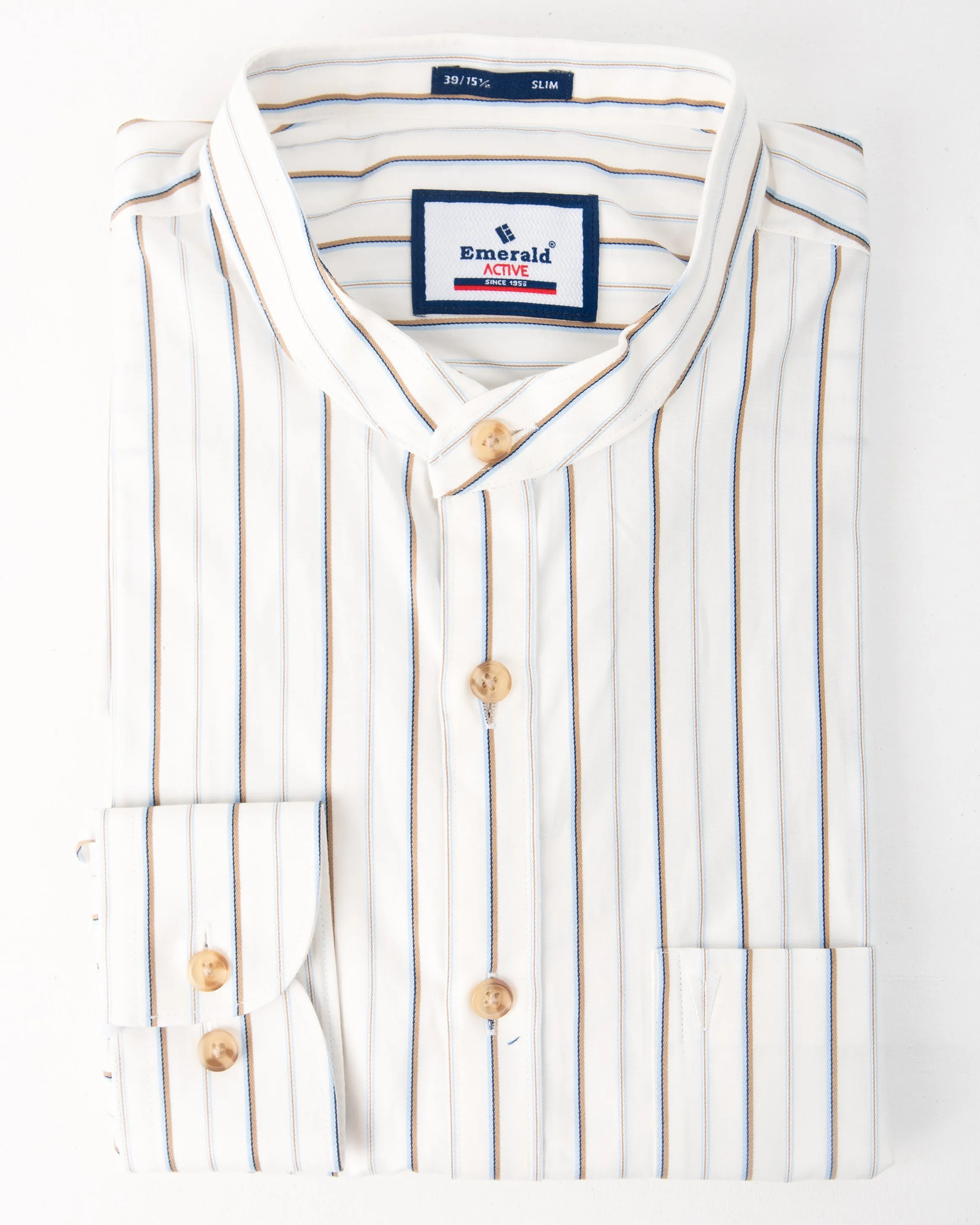 Emerald Active Stripe Slim Fit-Powder