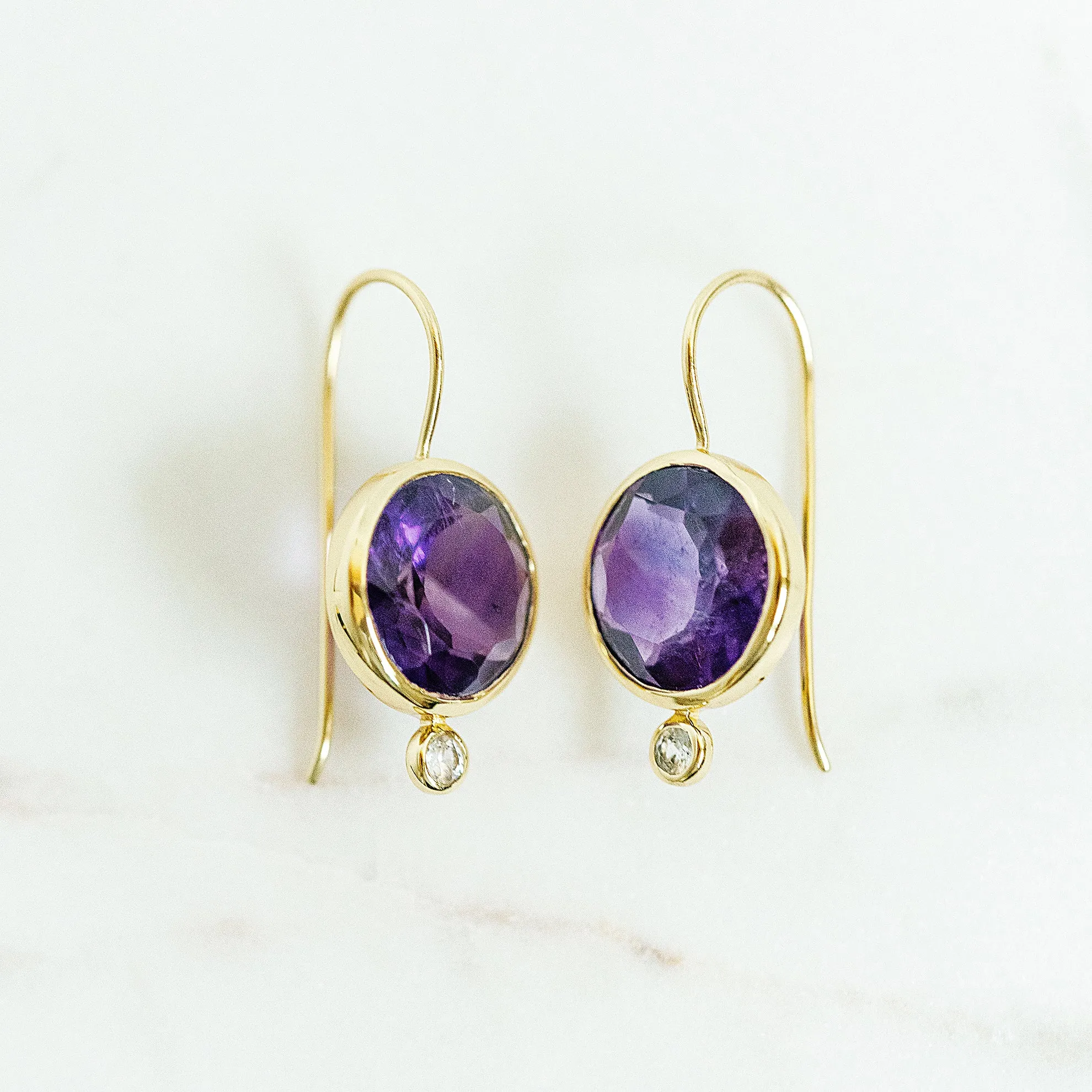 Faceted Tini Mini Drop Earrings in Amethyst