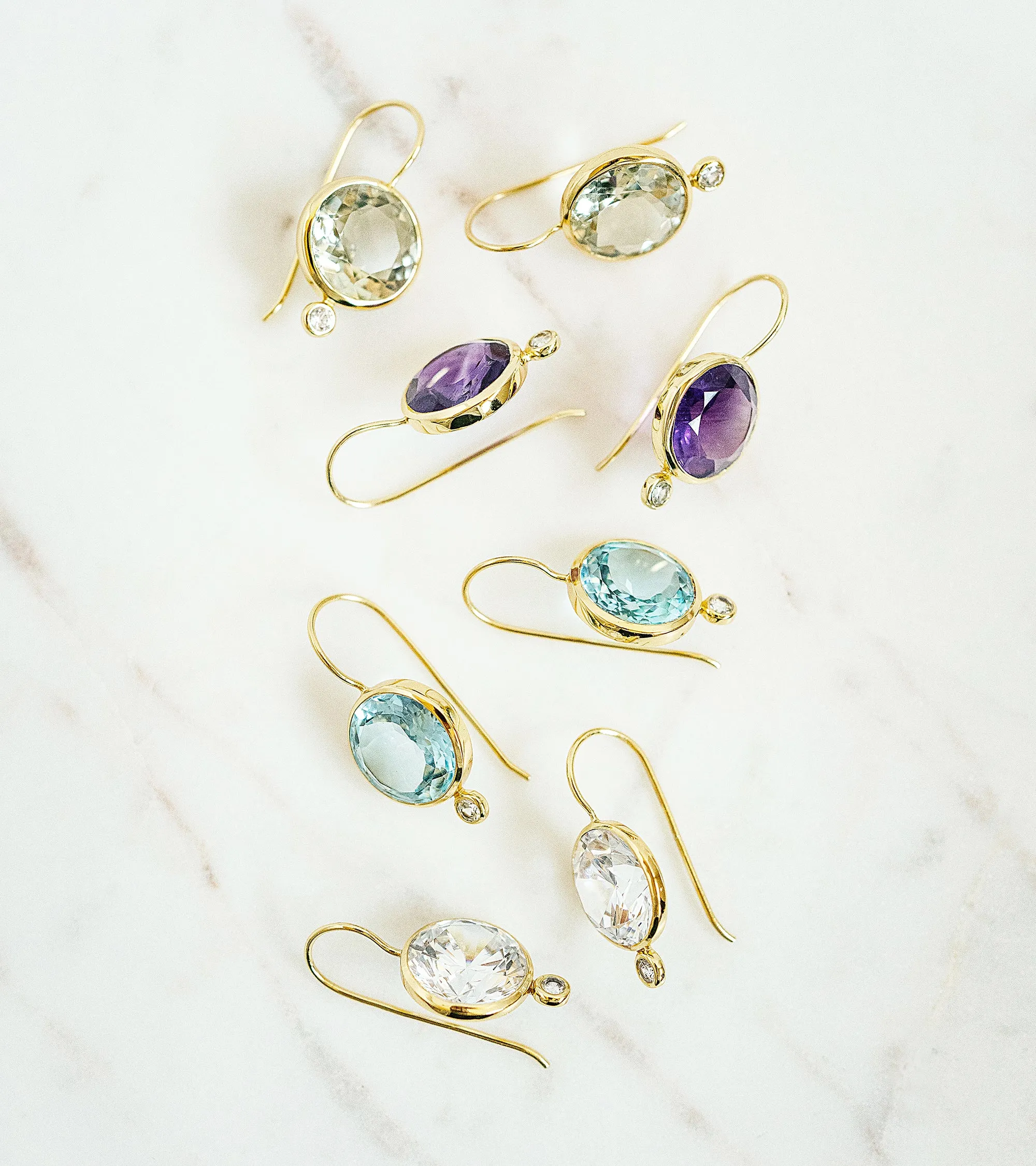 Faceted Tini Mini Drop Earrings in Amethyst
