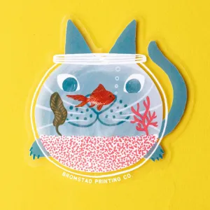 Fishbowl Cat Clear Sticker
