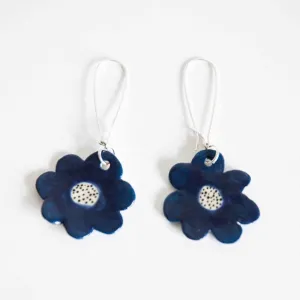 FLOWER EARRINGS - INDIGO
