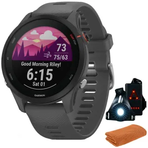Garmin Forerunner 255 GPS Smartwatch, Slate Gray w/ Accessories Bundle